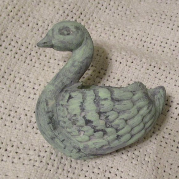 Vintage Apothecary Green Terra Cotta Swan Planter - Picture 3 of 5